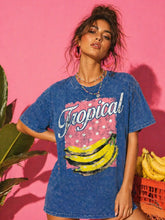 Oversized Tropical Polkadot Mineral Blue T-Shirt