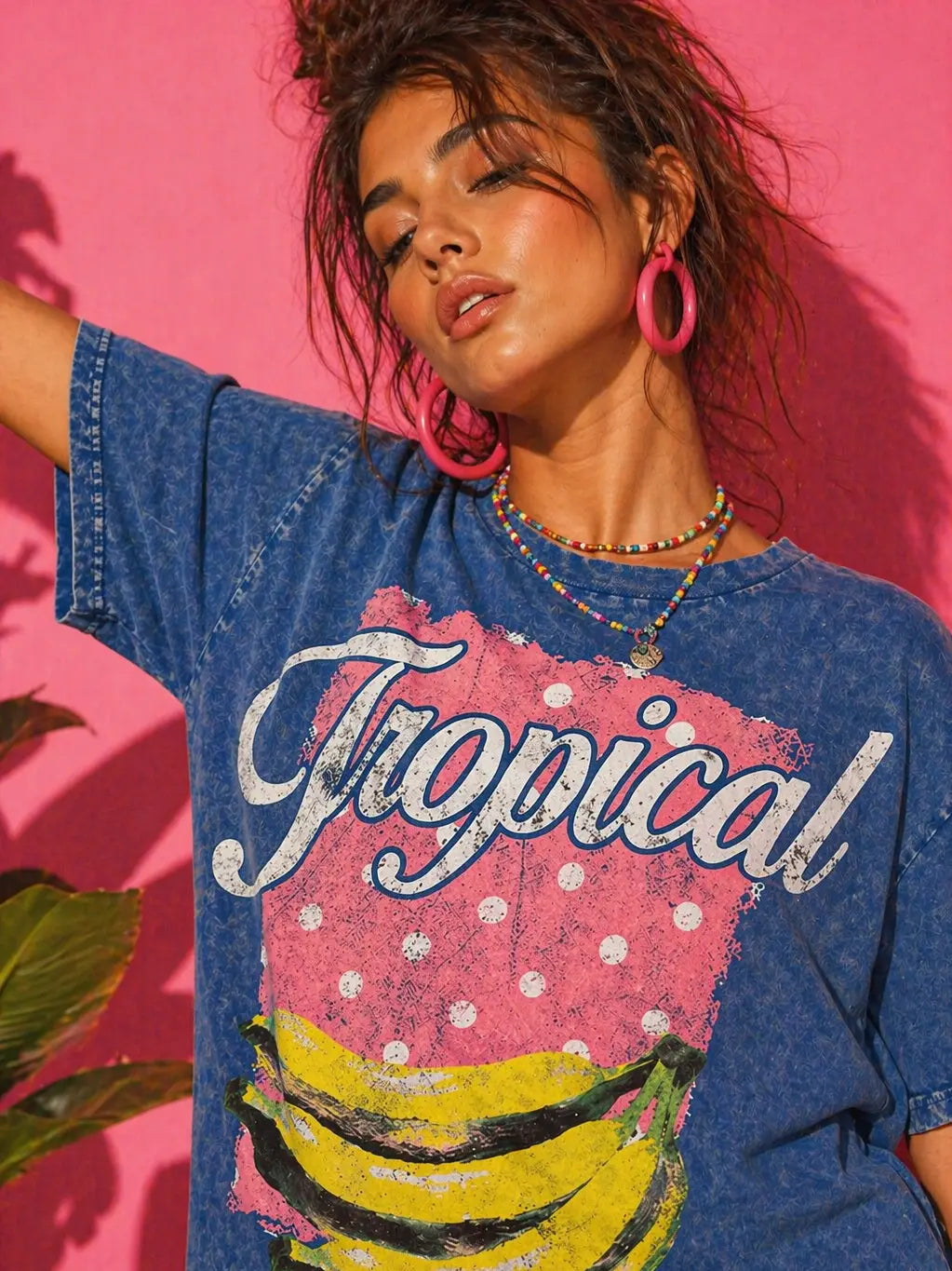 Oversized Tropical Polkadot Mineral Blue T-Shirt  (Coming Soon)