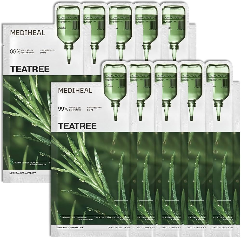 Mediheal Tea Tree Essential Mask – Calming Sheet Mask with Tea Tree, Centella, and Chamomile