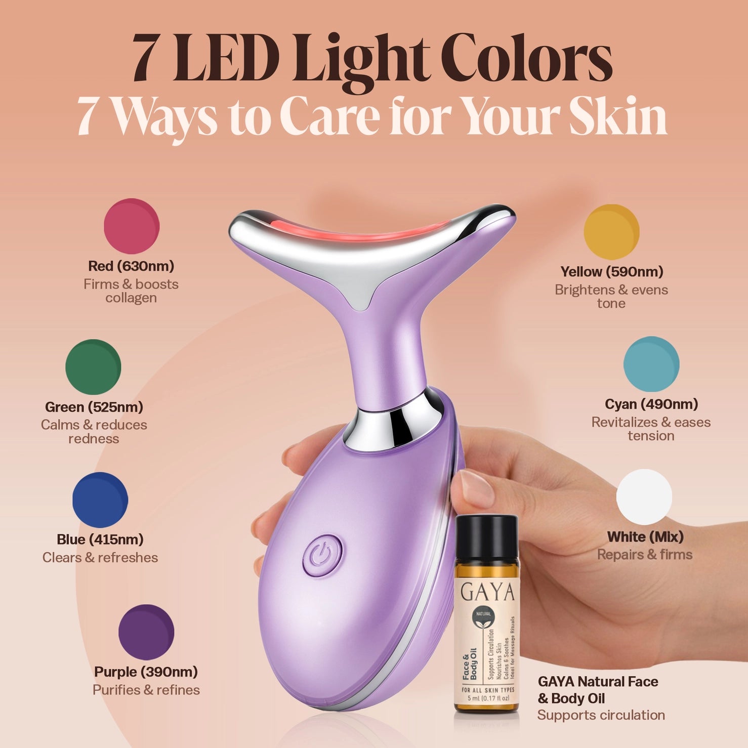 GAYA Red Light Therapy 7-in-1 Beauty Wand – Lift, Glow & Smooth